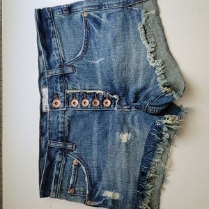 Free People, size 24, button-fly, distressed, cutoff shorts